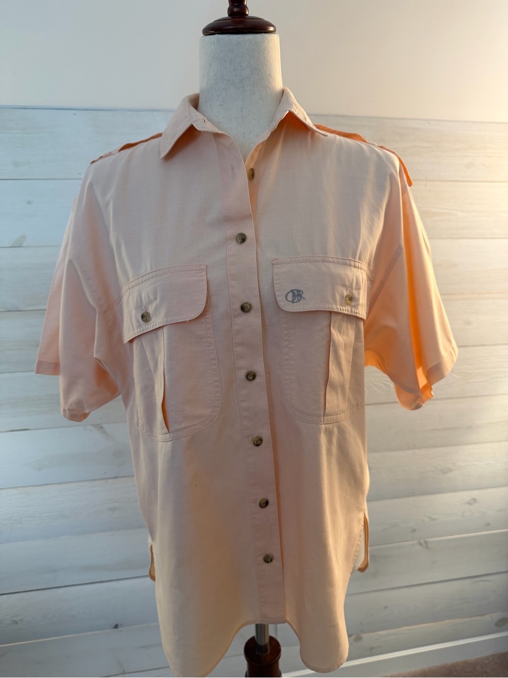 Outback Red VINTAGE Peach Short-Sleeve Button-Down Utility Shirt